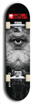 Skateboard deck: Limited edition, North American maple skateboard deck designed by underground artist BellyRash -- available in widths 7.5 to 8.5 inches in both mellow concave and steep concave shapes. Artwork: BUTTUGLY MONSTERS brand popsicle-shaped skateboard deck with monster in background. 