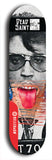 Skateboard deck: Limited edition, North American maple skateboard deck designed by underground artist BellyRash - available widths 7.5 to 8.5 inches in both mellow concave and steep concave shapes. Artwork: DEAD SAINT logo brand popsicle-shaped deck 