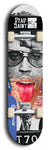 Skateboard deck: Limited edition, North American maple skateboard deck designed by underground artist BellyRash - available widths 7.5 to 8.5 inches in both mellow concave and steep concave shapes. Artwork: DEAD SAINT logo brand popsicle-shaped deck 