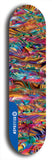 Skateboard deck: Limited edition, North American maple skateboard deck designed by underground artist BellyRash - available widths 7.5 to 8.5 inches in both mellow concave and steep concave shapes. Artwork: ABEX LIQUID brand popsicle-shaped with a multi-colored swirling patterned background