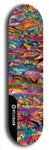 Skateboard deck: Limited edition, North American maple skateboard deck designed by underground artist BellyRash - available widths 7.5 to 8.5 inches in both mellow concave and steep concave shapes. Artwork: ABEX LIQUID brand popsicle-shaped with a multi-colored swirling patterned background