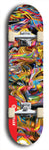 Skateboard deck: Limited edition, North American maple skateboard deck designed by underground artist BellyRash - available widths 7.5 to 8.5 inches in both mellow concave and steep concave shapes. Artwork: ABEX LIQUID brand popsicle-shaped with a multi-colored swirling patterned background