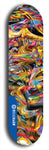 Skateboard deck: Limited edition, North American maple skateboard deck designed by underground artist BellyRash - available widths 7.5 to 8.5 inches in both mellow concave and steep concave shapes. Artwork: ABEX LIQUID brand popsicle-shaped with a multi-colored swirling patterned background