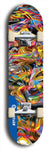 Skateboard deck: Limited edition, North American maple skateboard deck designed by underground artist BellyRash - available widths 7.5 to 8.5 inches in both mellow concave and steep concave shapes. Artwork: ABEX LIQUID brand popsicle-shaped with a multi-colored swirling patterned background