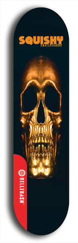 Skateboard deck: Limited edition, North American maple skateboard deck designed by underground artist BellyRash - available widths 7.5 to 8.5 inches in both mellow concave and steep concave shapes. Artwork: SQUISHY logo brand popsicle-shaped deck