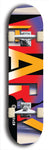 Skateboard deck: Limited edition, North American maple skateboard deck designed by underground artist BellyRash -- available in widths 7.5 to 8.5 inches in both mellow concave and steep concave shapes. Artwork: MARY brand popsicle-shaped skateboard deck with MARY logo broken into multiple colors and shades