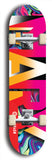 Skateboard deck: Limited edition, North American maple skateboard deck designed by underground artist BellyRash -- available in widths 7.5 to 8.5 inches in both mellow concave and steep concave shapes. Artwork: MARY brand popsicle-shaped skateboard deck with MARY logo broken into multiple colors and shades