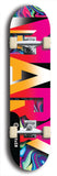 Skateboard deck: Limited edition, North American maple skateboard deck designed by underground artist BellyRash -- available in widths 7.5 to 8.5 inches in both mellow concave and steep concave shapes. Artwork: MARY brand popsicle-shaped skateboard deck with MARY logo broken into multiple colors and shades