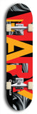 Skateboard deck: Limited edition, North American maple skateboard deck designed by underground artist BellyRash -- available in widths 7.5 to 8.5 inches in both mellow concave and steep concave shapes. Artwork: MARY brand popsicle-shaped skateboard deck with MARY logo broken into multiple colors and shades