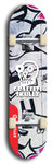 Skateboard deck: Limited edition, North American maple skateboard deck designed by underground artist BellyRash - available widths 7.5 to 8.5 inches in both mellow concave and steep concave shapes. Artwork: GRAFFITI SKULLZ logo brand popsicle-shaped deck with graffiti or street art background