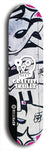 Skateboard deck: Limited edition, North American maple skateboard deck designed by underground artist BellyRash - available widths 7.5 to 8.5 inches in both mellow concave and steep concave shapes. Artwork: GRAFFITI SKULLZ logo brand popsicle-shaped deck with graffiti or street art background