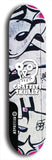 Skateboard deck: Limited edition, North American maple skateboard deck designed by underground artist BellyRash - available widths 7.5 to 8.5 inches in both mellow concave and steep concave shapes. Artwork: GRAFFITI SKULLZ logo brand popsicle-shaped deck with graffiti or street art background