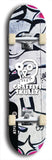 Skateboard deck: Limited edition, North American maple skateboard deck designed by underground artist BellyRash - available widths 7.5 to 8.5 inches in both mellow concave and steep concave shapes. Artwork: GRAFFITI SKULLZ logo brand popsicle-shaped deck with graffiti or street art background