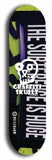 Skateboard deck: Limited edition, North American maple skateboard deck designed by underground artist BellyRash - available widths 7.5 to 8.5 inches in both mellow concave and steep concave shapes. Artwork: GRAFFITI SKULLZ logo brand popsicle-shaped deck with graffiti or street art background