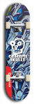 Skateboard deck: Limited edition, North American maple skateboard deck designed by underground artist BellyRash - available widths 7.5 to 8.5 inches in both mellow concave and steep concave shapes. Artwork: GRAFFITI SKULLZ logo brand popsicle-shaped deck with graffiti or street art background