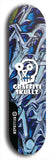 Skateboard deck: Limited edition, North American maple skateboard deck designed by underground artist BellyRash - available widths 7.5 to 8.5 inches in both mellow concave and steep concave shapes. Artwork: GRAFFITI SKULLZ logo brand popsicle-shaped deck with graffiti or street art background