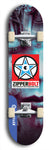 Skateboard deck: Limited edition, North American maple skateboard deck designed by underground artist BellyRash - available widths 7.5 to 8.5 inches in both mellow concave and steep concave shapes. Artwork: ZIPPERBOLT logo brand popsicle-shaped deck