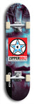 Skateboard deck: Limited edition, North American maple skateboard deck designed by underground artist BellyRash - available widths 7.5 to 8.5 inches in both mellow concave and steep concave shapes. Artwork: ZIPPERBOLT logo brand popsicle-shaped deck