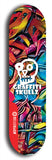 Skateboard deck: Limited edition, North American maple skateboard deck designed by underground artist BellyRash - available widths 7.5 to 8.5 inches in both mellow concave and steep concave shapes. Artwork: GRAFFITI SKULLZ logo brand popsicle-shaped deck with graffiti or street art background