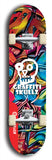 Skateboard deck: Limited edition, North American maple skateboard deck designed by underground artist BellyRash - available widths 7.5 to 8.5 inches in both mellow concave and steep concave shapes. Artwork: GRAFFITI SKULLZ logo brand popsicle-shaped deck with graffiti or street art background