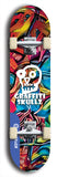 Skateboard deck: Limited edition, North American maple skateboard deck designed by underground artist BellyRash - available widths 7.5 to 8.5 inches in both mellow concave and steep concave shapes. Artwork: GRAFFITI SKULLZ logo brand popsicle-shaped deck with graffiti or street art background