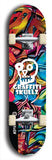 Skateboard deck: Limited edition, North American maple skateboard deck designed by underground artist BellyRash - available widths 7.5 to 8.5 inches in both mellow concave and steep concave shapes. Artwork: GRAFFITI SKULLZ logo brand popsicle-shaped deck with graffiti or street art background