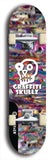 Skateboard deck: Limited edition, North American maple skateboard deck designed by underground artist BellyRash - available widths 7.5 to 8.5 inches in both mellow concave and steep concave shapes. Artwork: GRAFFITI SKULLZ logo brand popsicle-shaped deck with graffiti or street art background