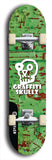 Skateboard deck: Limited edition, North American maple skateboard deck designed by underground artist BellyRash - available widths 7.5 to 8.5 inches in both mellow concave and steep concave shapes. Artwork: GRAFFITI SKULLZ logo brand popsicle-shaped deck with graffiti or street art background