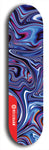 Skateboard deck: Limited edition, North American maple skateboard deck designed by underground artist BellyRash - available widths 7.5 to 8.5 inches in both mellow concave and steep concave shapes. Artwork: ABEX LIQUID brand popsicle-shaped with a multi-colored swirling patterned background