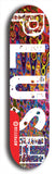 Skateboard deck: Limited edition, North American maple skateboard deck designed by underground artist BellyRash - available widths 7.5 to 8.5 inches in both mellow concave and steep concave shapes. Artwork: PLUSH logo brand popsicle-shaped deck