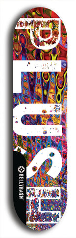 Skateboard deck: Limited edition, North American maple skateboard deck designed by underground artist BellyRash - available widths 7.5 to 8.5 inches in both mellow concave and steep concave shapes. Artwork: PLUSH logo brand popsicle-shaped deck