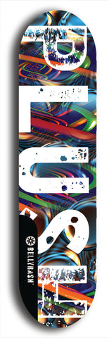 Skateboard deck: Limited edition, North American maple skateboard deck designed by underground artist BellyRash - available widths 7.5 to 8.5 inches in both mellow concave and steep concave shapes. Artwork: PLUSH logo brand popsicle-shaped deck