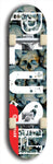 Skateboard deck: Limited edition, North American maple skateboard deck designed by underground artist BellyRash - available widths 7.5 to 8.5 inches in both mellow concave and steep concave shapes. Artwork: PLUSH logo brand popsicle-shaped deck