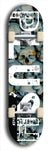 Skateboard deck: Limited edition, North American maple skateboard deck designed by underground artist BellyRash - available widths 7.5 to 8.5 inches in both mellow concave and steep concave shapes. Artwork: PLUSH logo brand popsicle-shaped deck