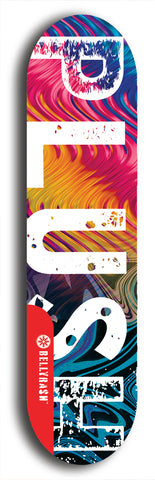 Skateboard deck: Limited edition, North American maple skateboard deck designed by underground artist BellyRash - available widths 7.5 to 8.5 inches in both mellow concave and steep concave shapes. Artwork: PLUSH logo brand popsicle-shaped deck