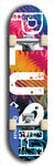 Skateboard deck: Limited edition, North American maple skateboard deck designed by underground artist BellyRash - available widths 7.5 to 8.5 inches in both mellow concave and steep concave shapes. Artwork: PLUSH logo brand popsicle-shaped deck