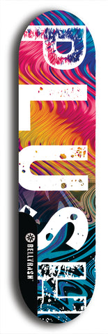 Skateboard deck: Limited edition, North American maple skateboard deck designed by underground artist BellyRash - available widths 7.5 to 8.5 inches in both mellow concave and steep concave shapes. Artwork: PLUSH logo brand popsicle-shaped deck