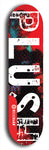 Skateboard deck: Limited edition, North American maple skateboard deck designed by underground artist BellyRash - available widths 7.5 to 8.5 inches in both mellow concave and steep concave shapes. Artwork: PLUSH logo brand popsicle-shaped deck