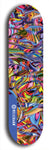 Skateboard deck: Limited edition, North American maple skateboard deck designed by underground artist BellyRash - available widths 7.5 to 8.5 inches in both mellow concave and steep concave shapes. Artwork: ABEX LIQUID brand popsicle-shaped with a multi-colored swirling patterned background