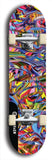 Skateboard deck: Limited edition, North American maple skateboard deck designed by underground artist BellyRash - available widths 7.5 to 8.5 inches in both mellow concave and steep concave shapes. Artwork: ABEX LIQUID brand popsicle-shaped with a multi-colored swirling patterned background