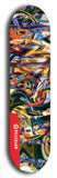 Skateboard deck: Limited edition, North American maple skateboard deck designed by underground artist BellyRash - available widths 7.5 to 8.5 inches in both mellow concave and steep concave shapes. Artwork: ABEX LIQUID brand popsicle-shaped with a multi-colored swirling patterned background