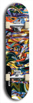 Skateboard deck: Limited edition, North American maple skateboard deck designed by underground artist BellyRash - available widths 7.5 to 8.5 inches in both mellow concave and steep concave shapes. Artwork: ABEX LIQUID brand popsicle-shaped with a multi-colored swirling patterned background