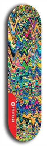 Skateboard deck: Limited edition, North American maple skateboard deck designed by underground artist BellyRash - available widths 7.5 to 8.5 inches in both mellow concave and steep concave shapes. Artwork: ABEX LIQUID brand popsicle-shaped with a multi-colored swirling patterned background