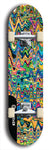 Skateboard deck: Limited edition, North American maple skateboard deck designed by underground artist BellyRash - available widths 7.5 to 8.5 inches in both mellow concave and steep concave shapes. Artwork: ABEX LIQUID brand popsicle-shaped with a multi-colored swirling patterned background