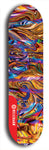 Skateboard deck: Limited edition, North American maple skateboard deck designed by underground artist BellyRash - available widths 7.5 to 8.5 inches in both mellow concave and steep concave shapes. Artwork: ABEX LIQUID brand popsicle-shaped with a multi-colored swirling patterned background