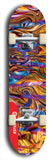 Skateboard deck: Limited edition, North American maple skateboard deck designed by underground artist BellyRash - available widths 7.5 to 8.5 inches in both mellow concave and steep concave shapes. Artwork: ABEX LIQUID brand popsicle-shaped with a multi-colored swirling patterned background