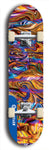 Skateboard deck: Limited edition, North American maple skateboard deck designed by underground artist BellyRash - available widths 7.5 to 8.5 inches in both mellow concave and steep concave shapes. Artwork: ABEX LIQUID brand popsicle-shaped with a multi-colored swirling patterned background