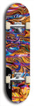 Skateboard deck: Limited edition, North American maple skateboard deck designed by underground artist BellyRash - available widths 7.5 to 8.5 inches in both mellow concave and steep concave shapes. Artwork: ABEX LIQUID brand popsicle-shaped with a multi-colored swirling patterned background