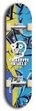 Skateboard deck: Limited edition, North American maple skateboard deck designed by underground artist BellyRash - available widths 7.5 to 8.5 inches in both mellow concave and steep concave shapes. Artwork: GRAFFITI SKULLZ logo brand popsicle-shaped deck with graffiti or street art background