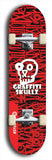 Skateboard deck: Limited edition, North American maple skateboard deck designed by underground artist BellyRash - available widths 7.5 to 8.5 inches in both mellow concave and steep concave shapes. Artwork: GRAFFITI SKULLZ logo brand popsicle-shaped deck with graffiti or street art background